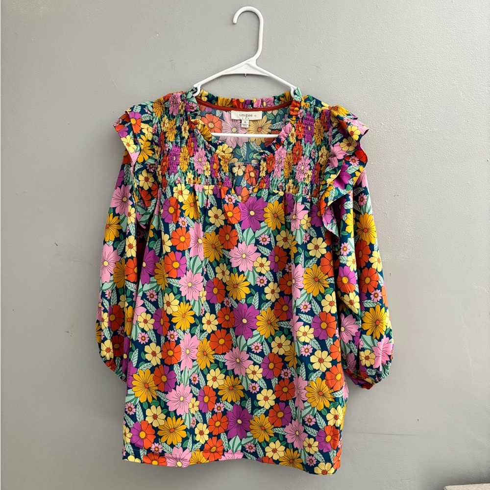 Umgee Ruffled 3/4 Sleeve Blouse